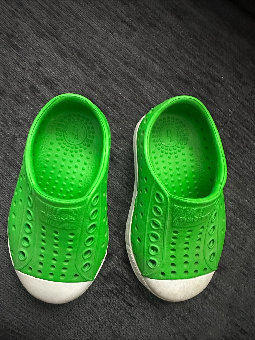 Native Kids Slip-On Water Shoes in Bright Green with White Toe
